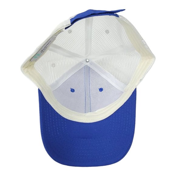 Omega Motion Mesh Strapback Cap Trucker Baseball Hat Vitronic Blue White - Picture 11 of 12
